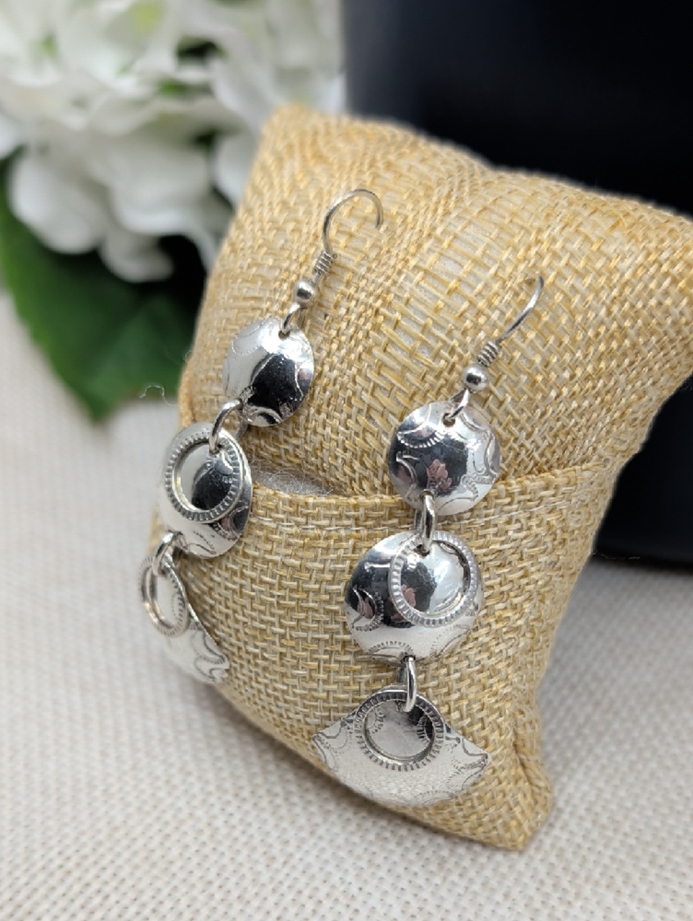 Handmade Sterling Silver Seashell Dangle Earrings Florida Keys Artisan - Picture 6 of 17